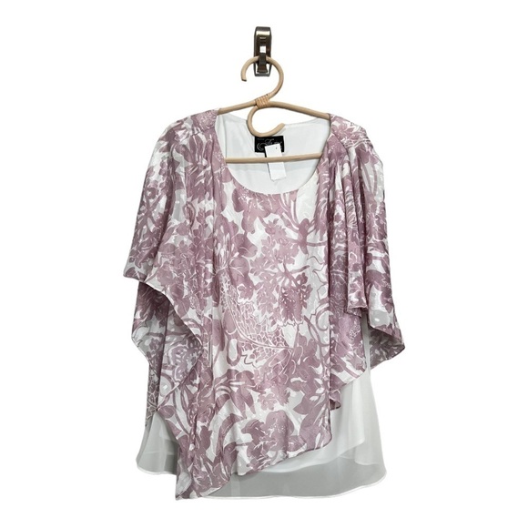 Alex Evenings Lavender Burnout Double Layer Chiffon Occassion Blouse Size 3X NEW - Picture 2 of 16